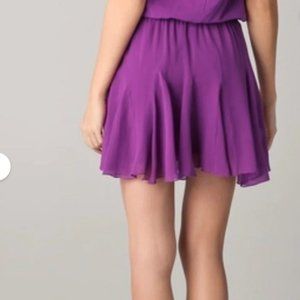 Alice + Olivia Rosie Godet Blouson Purple Silk Dress